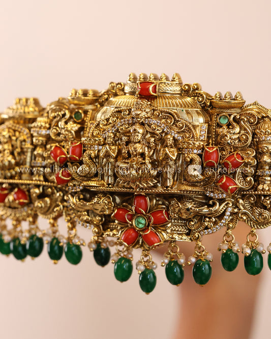 Premium Goddess Coral Bridal Hipbelt - Green Beads