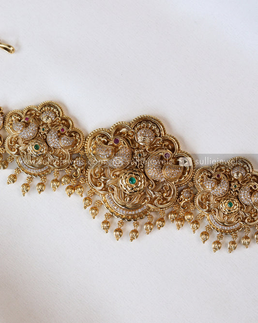 Non Idol Peacock Premium Stone Hipchain