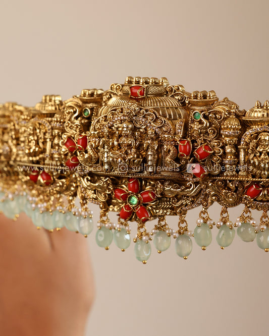 Premium Goddess Coral Bridal Hipbelt - Mint Beads