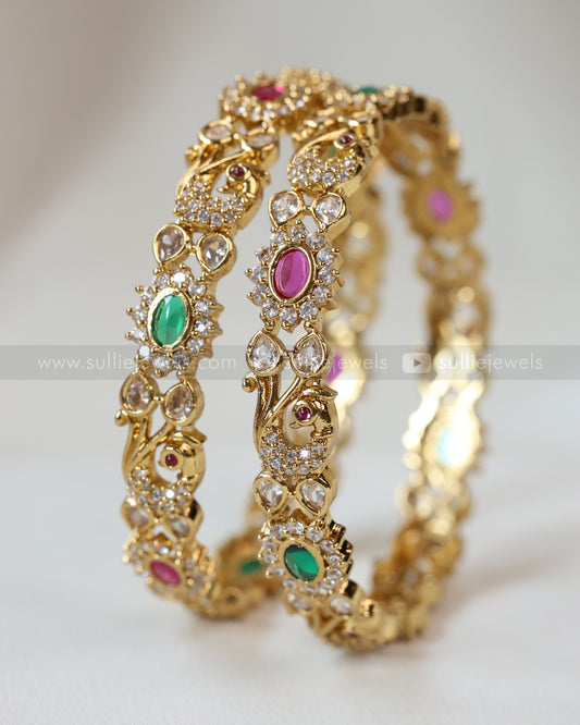 9073 - Multicolour Gold Stone Bangle - Set of 2