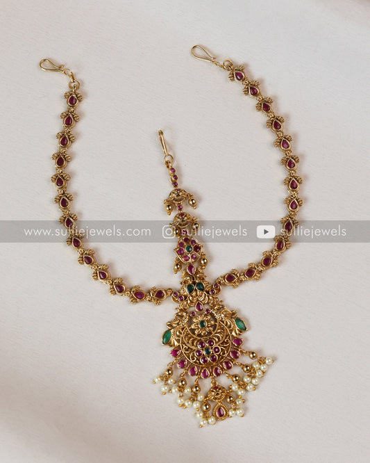 Premium Multicolour Kemp Damini Tikka with Pearl drops