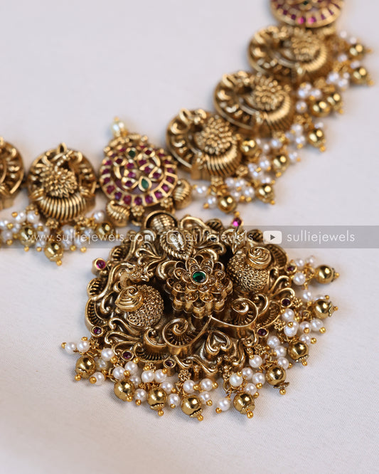 3559 - Peacock Gold Ruby Kemp Necklace with Jhumka