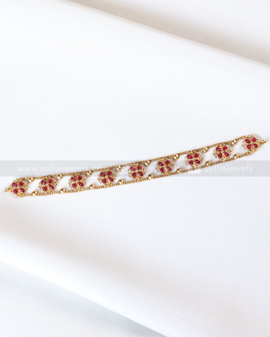 2144 - Sullie Basic Ruby Flower Choker with Stud