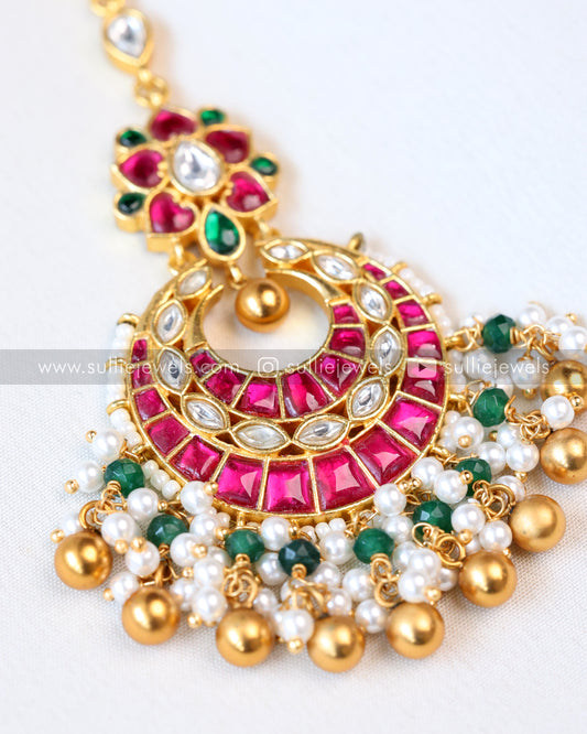 Premium Ruby Kemp Chandbali Tikka