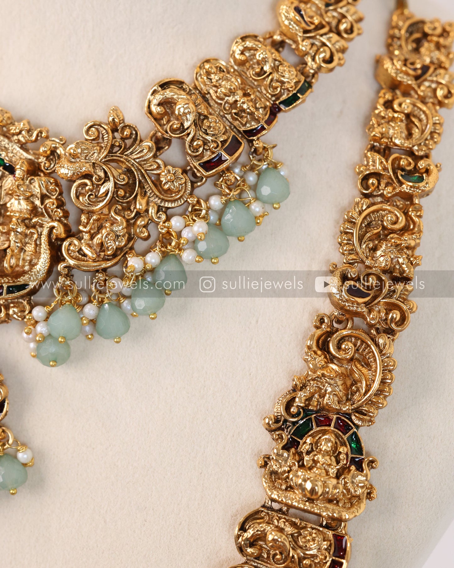 Sullie Basic - Lakshmi Bridal Mint Beads Combo with Tikka ( 4 piece )