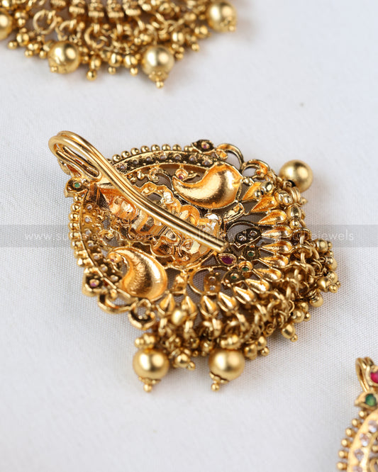 Goddess Peacock Gold Beads Choti ( 9 piece )