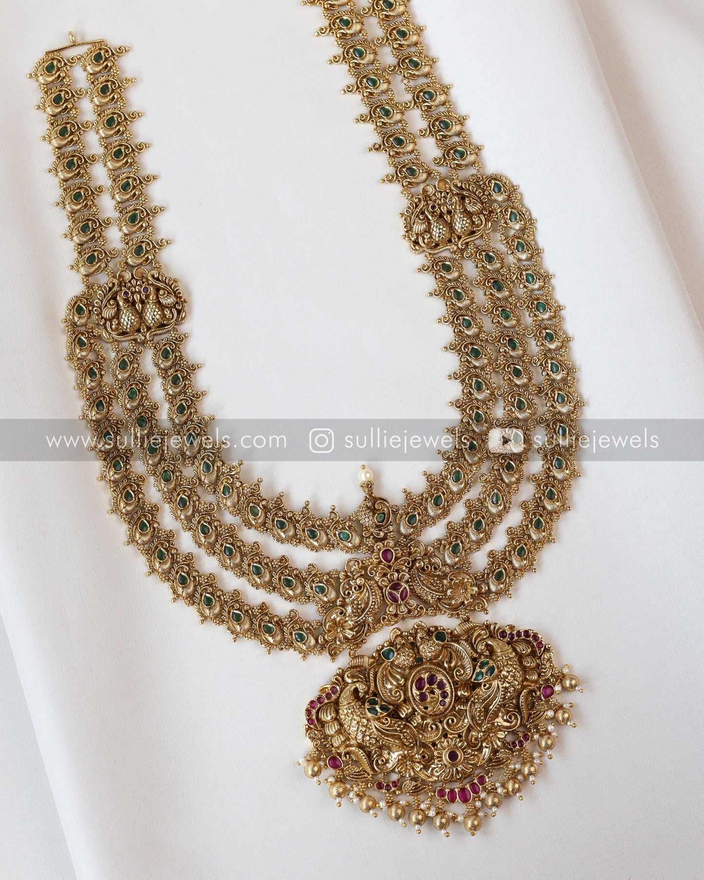 No Idol Premium 3 Layer Peacock Heavy Long Haram with Jhumka