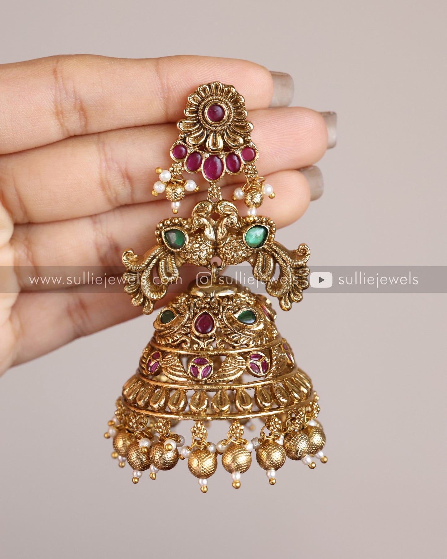 No Idol Premium 3 Layer Peacock Heavy Long Haram with Jhumka