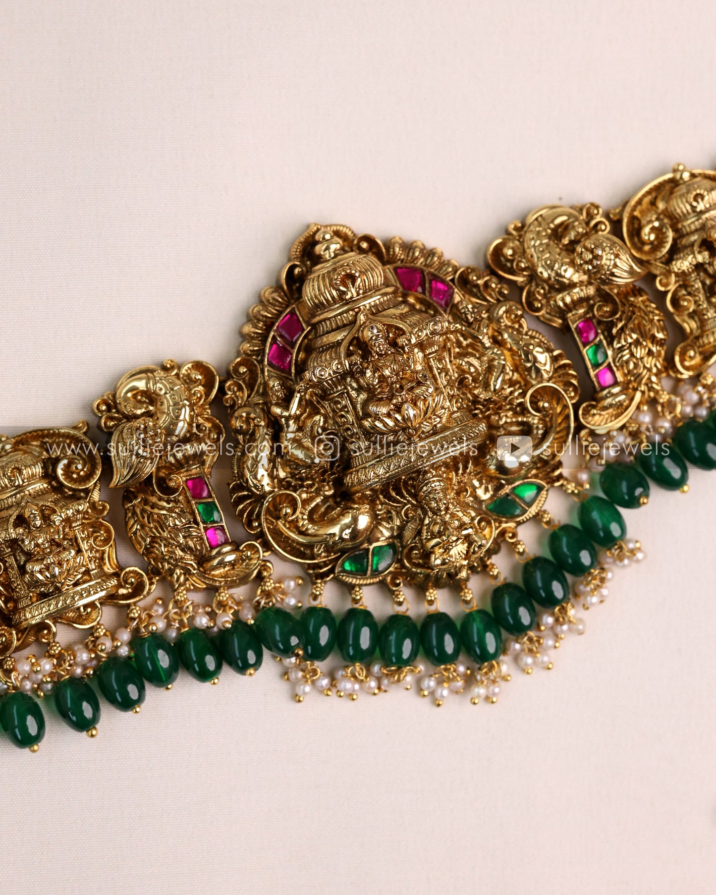 Premium Goddess Bridal Hipchain with Green Beads