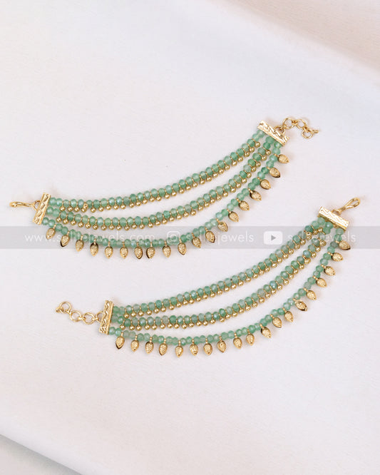 087 - Premium 3 Layer Onyx & Gold Earchain / Maatti