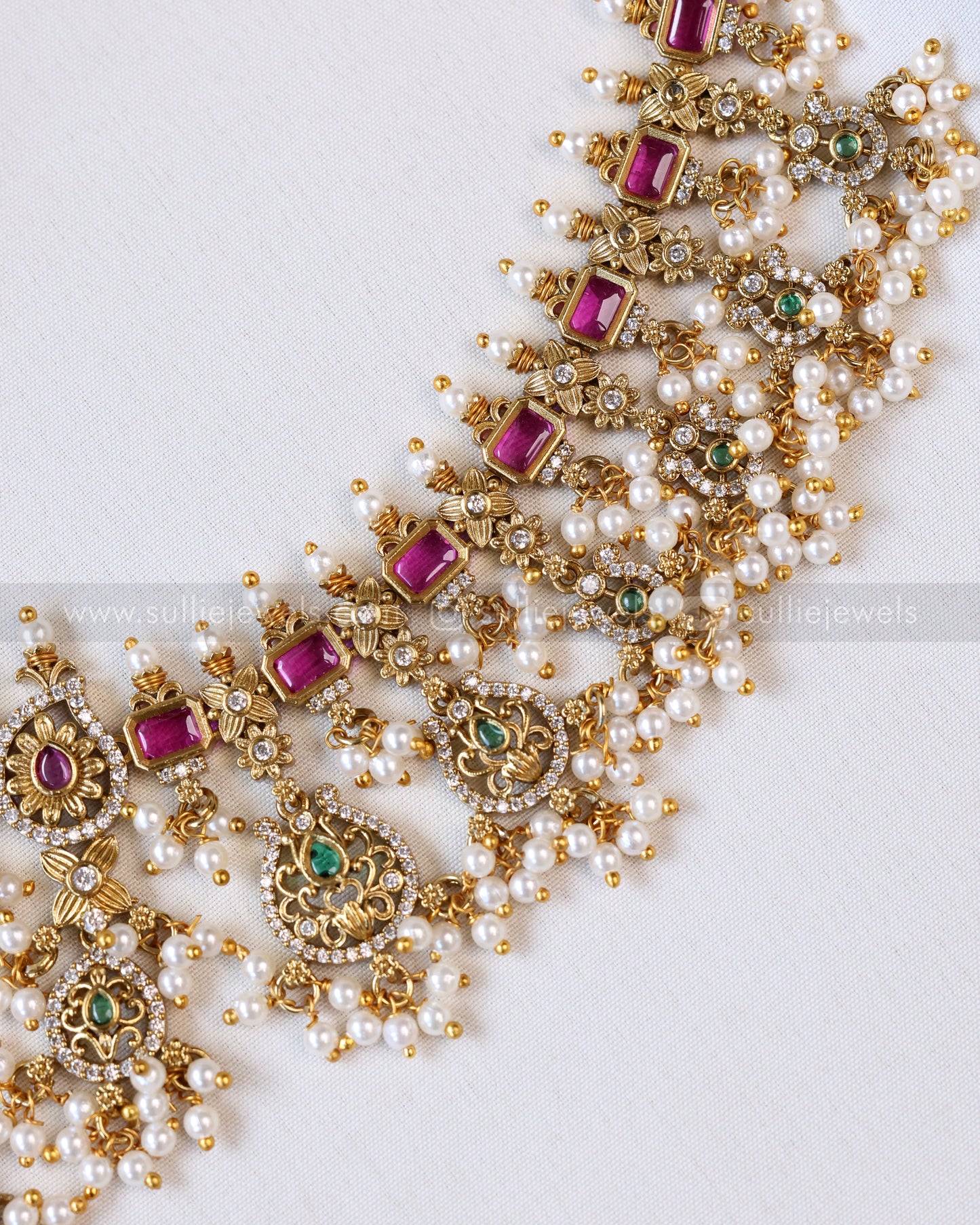 3553 - No Idol AD Raindrop Pendant Guttapusalu Hanging Necklace with Earring