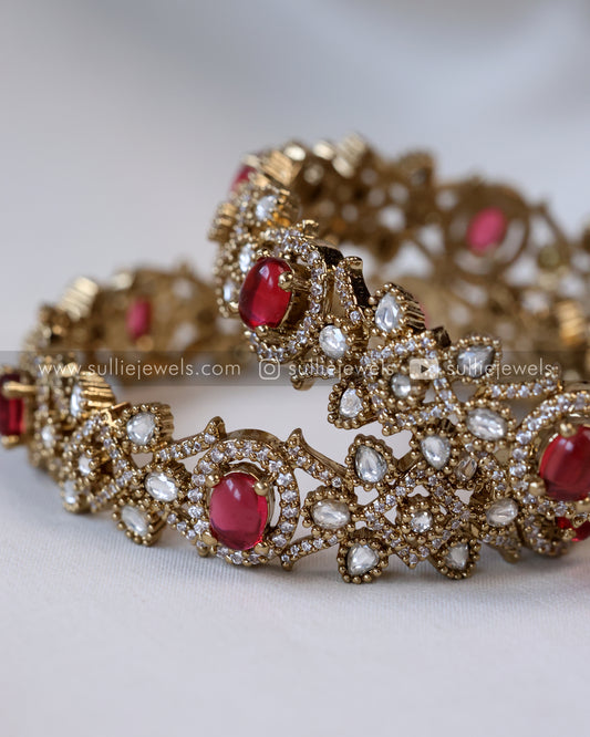 Ruby Victorian Stone Bangle Set of 2