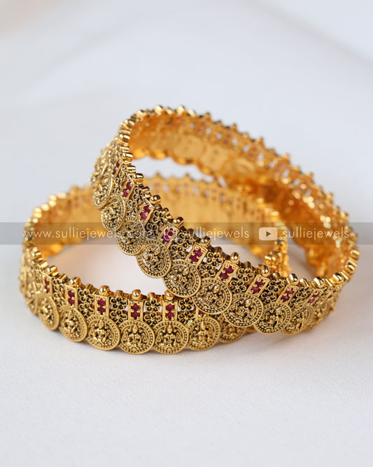 Ruby & Coin Lakshmi Premium Bangle - Set of 2