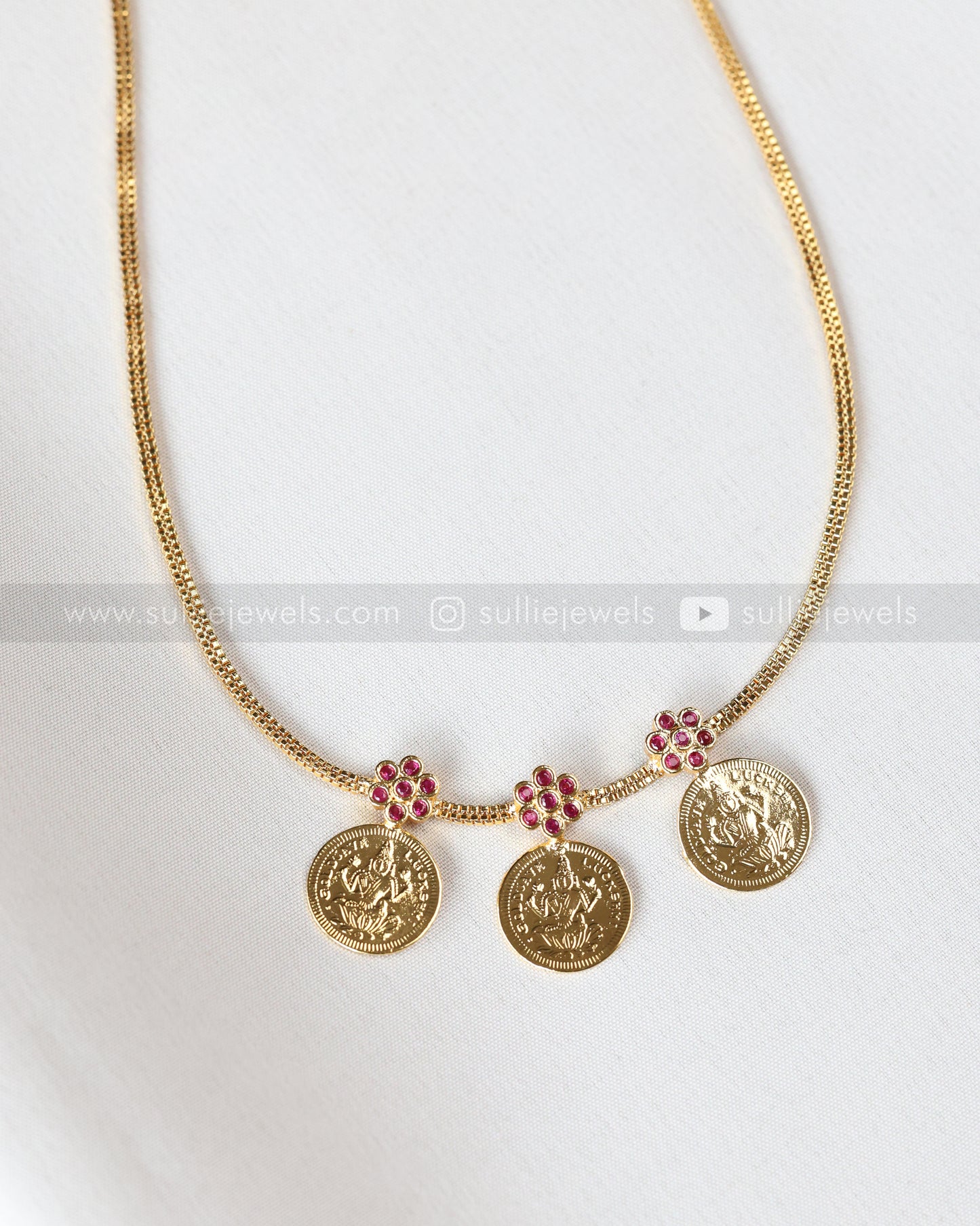 3932 - Ruby Flower Gold Plated Kashumaala