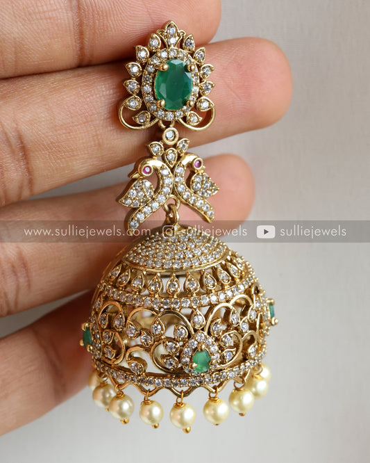 AD Premium Long Green Jhumka