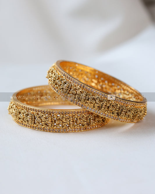 Premium Lakshmi Stone Bangle - Set of 2