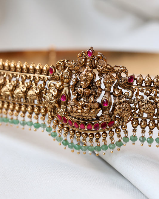 H169 - Premium Goddess Elephant Bridal Hipbelt - Mint Beads