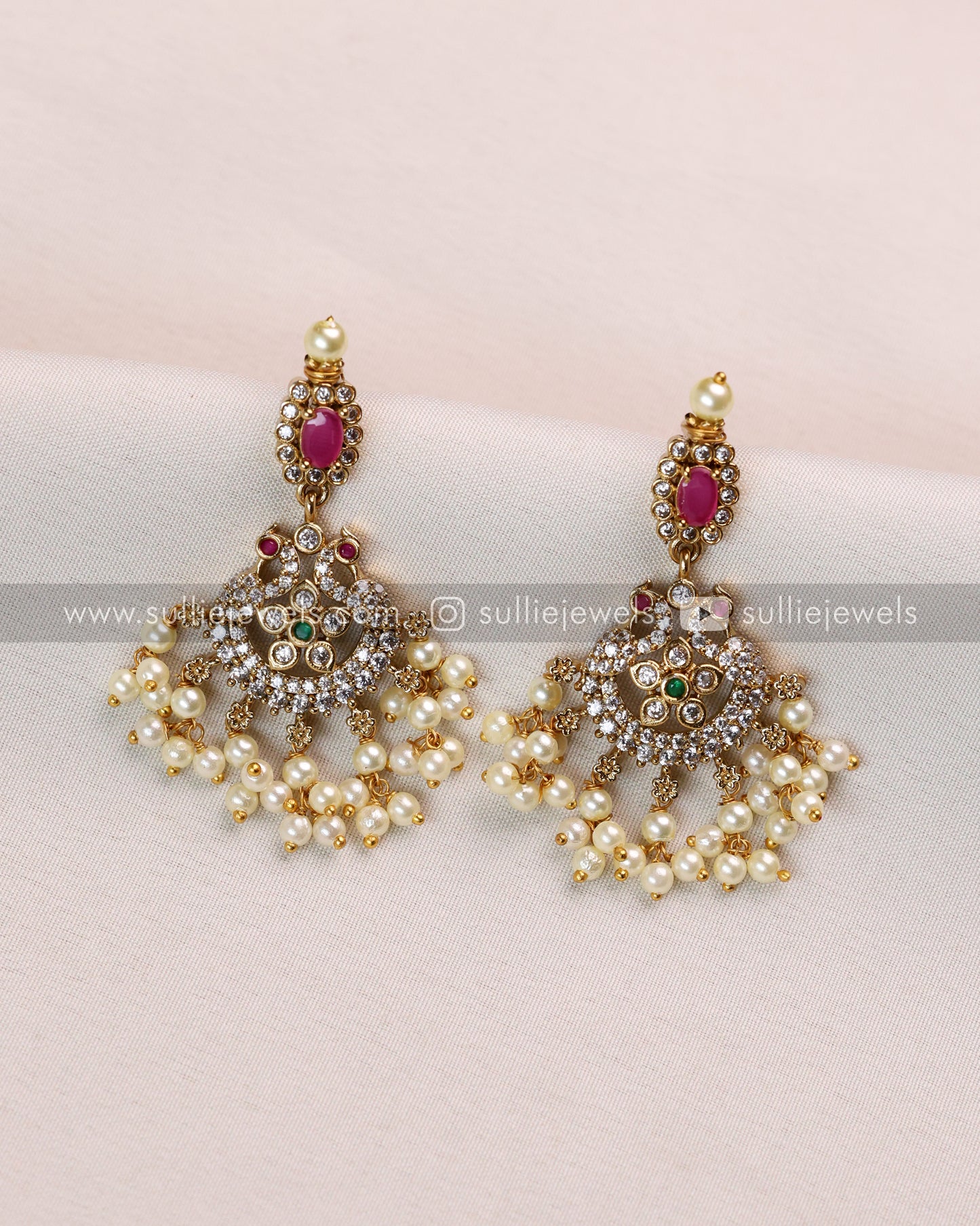 Peacock Guttapusalu Premium Long Chain with Earring