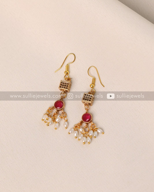 Red Stone Guttapusalu Necklace with Earring