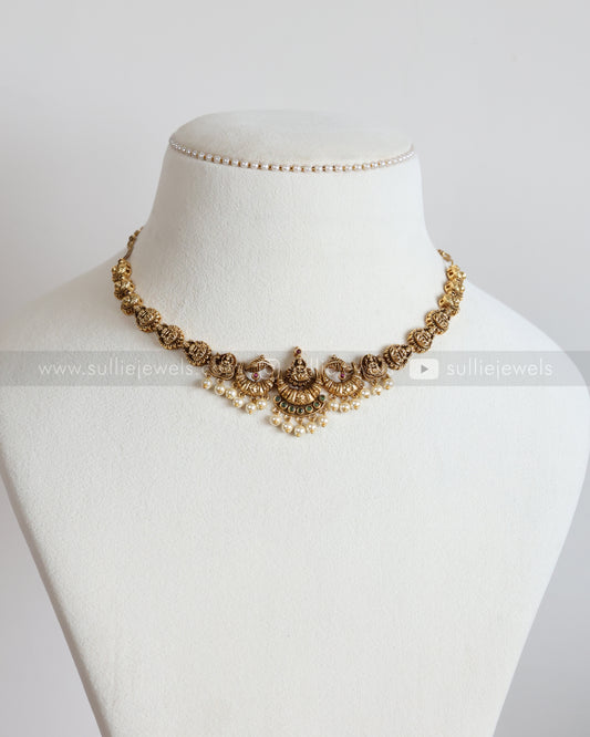 3896 - Lakshmi Pearl Chandbali Design Necklace with Jhumka
