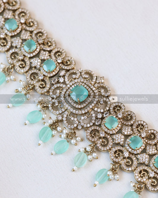 Victorian Pastel Green Stone Premium Hipchain