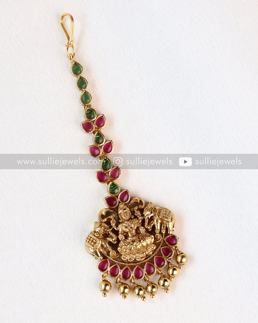 Premium Elephant Lakshmi Ruby Stone Tikka