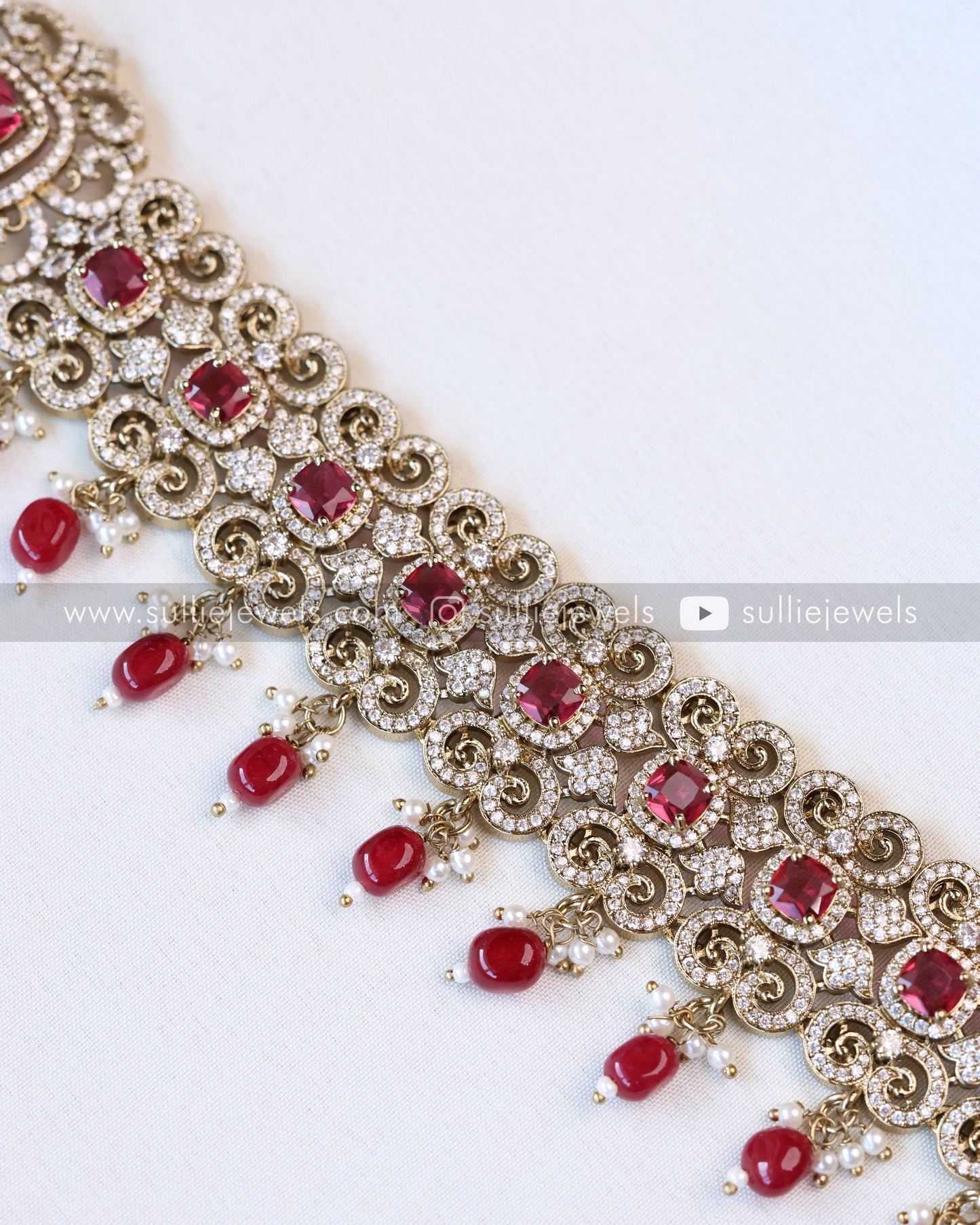 Victorian Ruby Stone Premium Hipchain