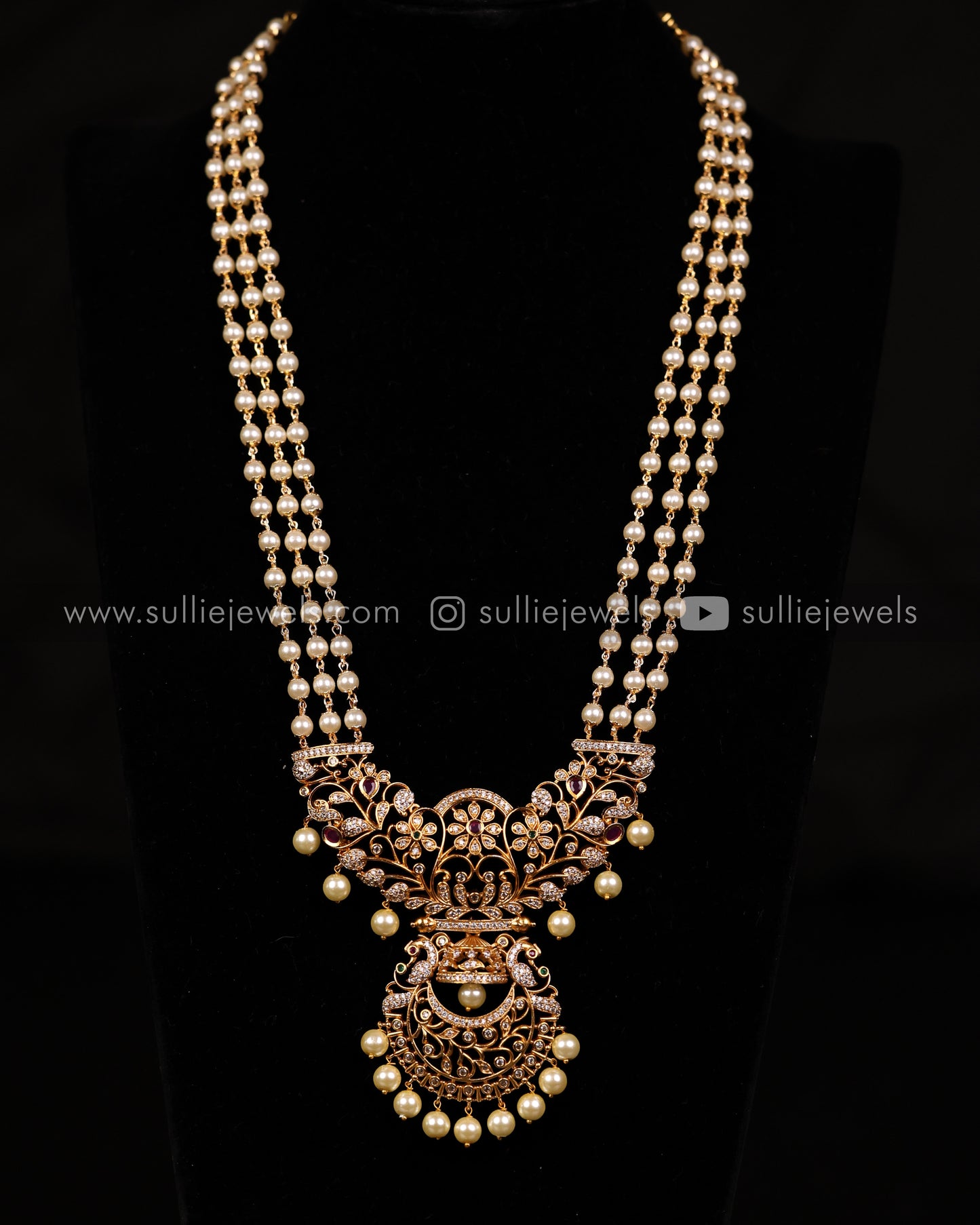 Combo - Kemp Lotus Necklace + Pearl Long Chain + 2 Set Earrings