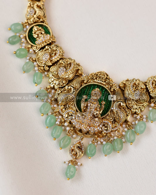 Goddess Designer Premium Necklace with Earring - Mint Beads