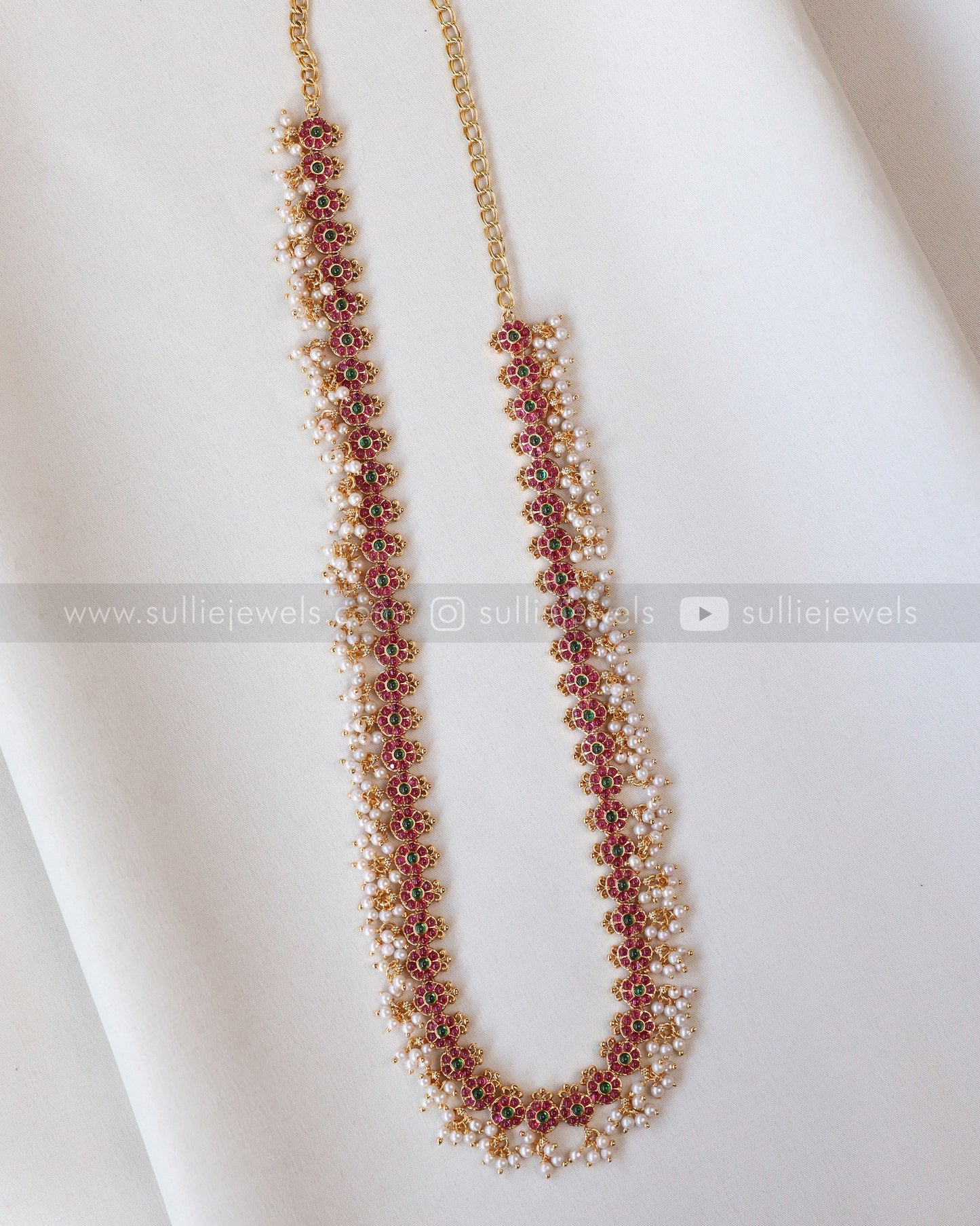 No Idol - Kemp Flower Guttapusalu Long Chain with Jhumka