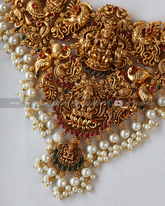 Sullie Basic - Lakshmi Copper Gold Pearl Necklace with Earring