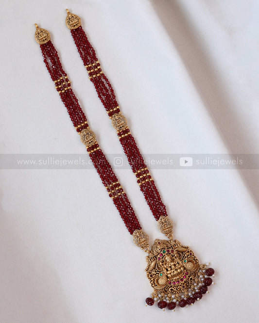 7161 - Sullie Basic - Goddess Pendant Red Haram with Jhumka