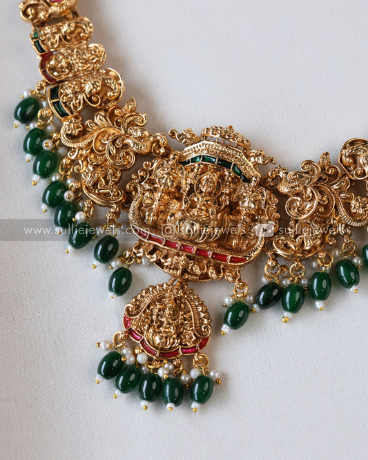 Sullie Basic - Goddess Green Beads Necklace with Jhumka