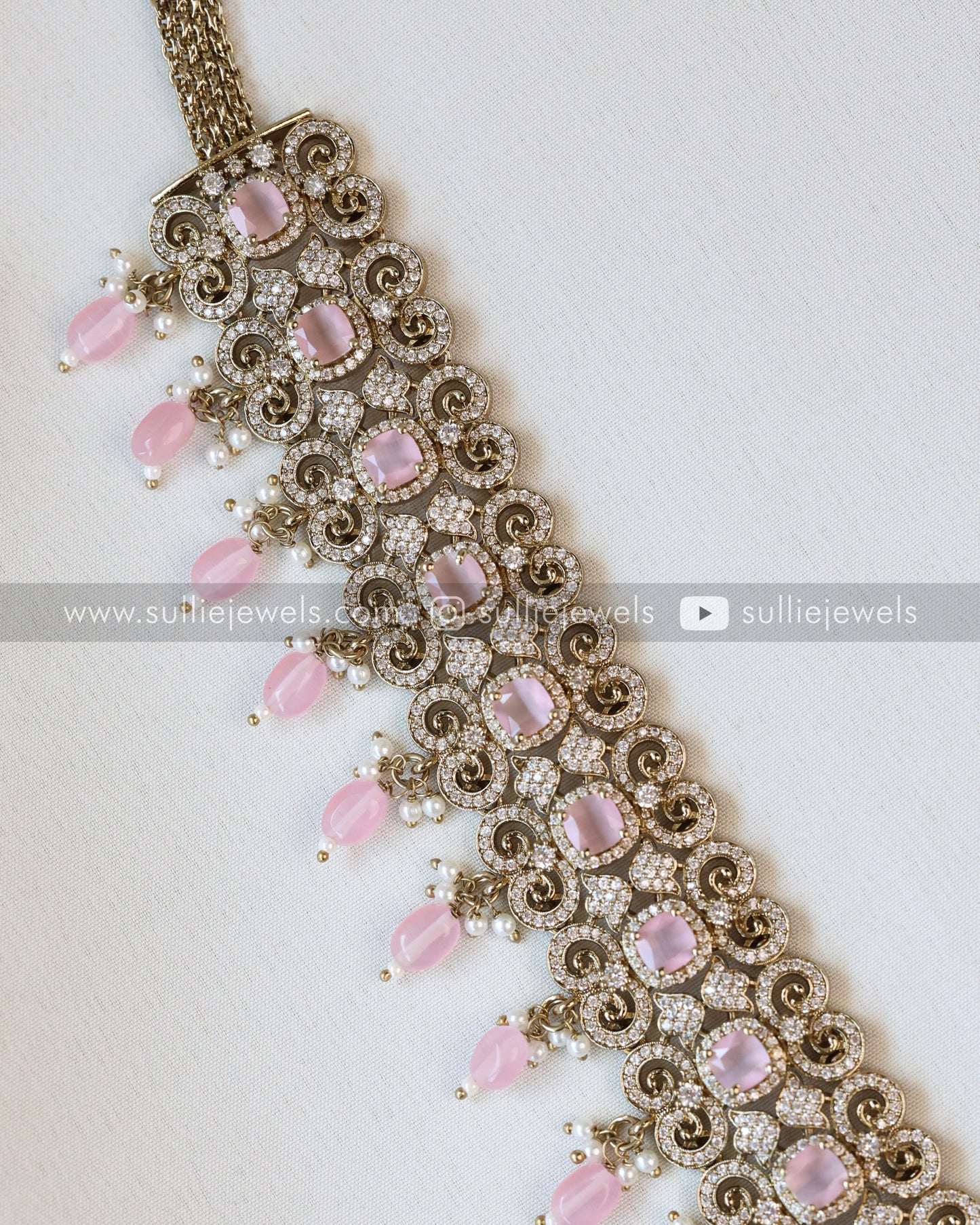 Victorian Pastel Pink Stone Premium Hipchain