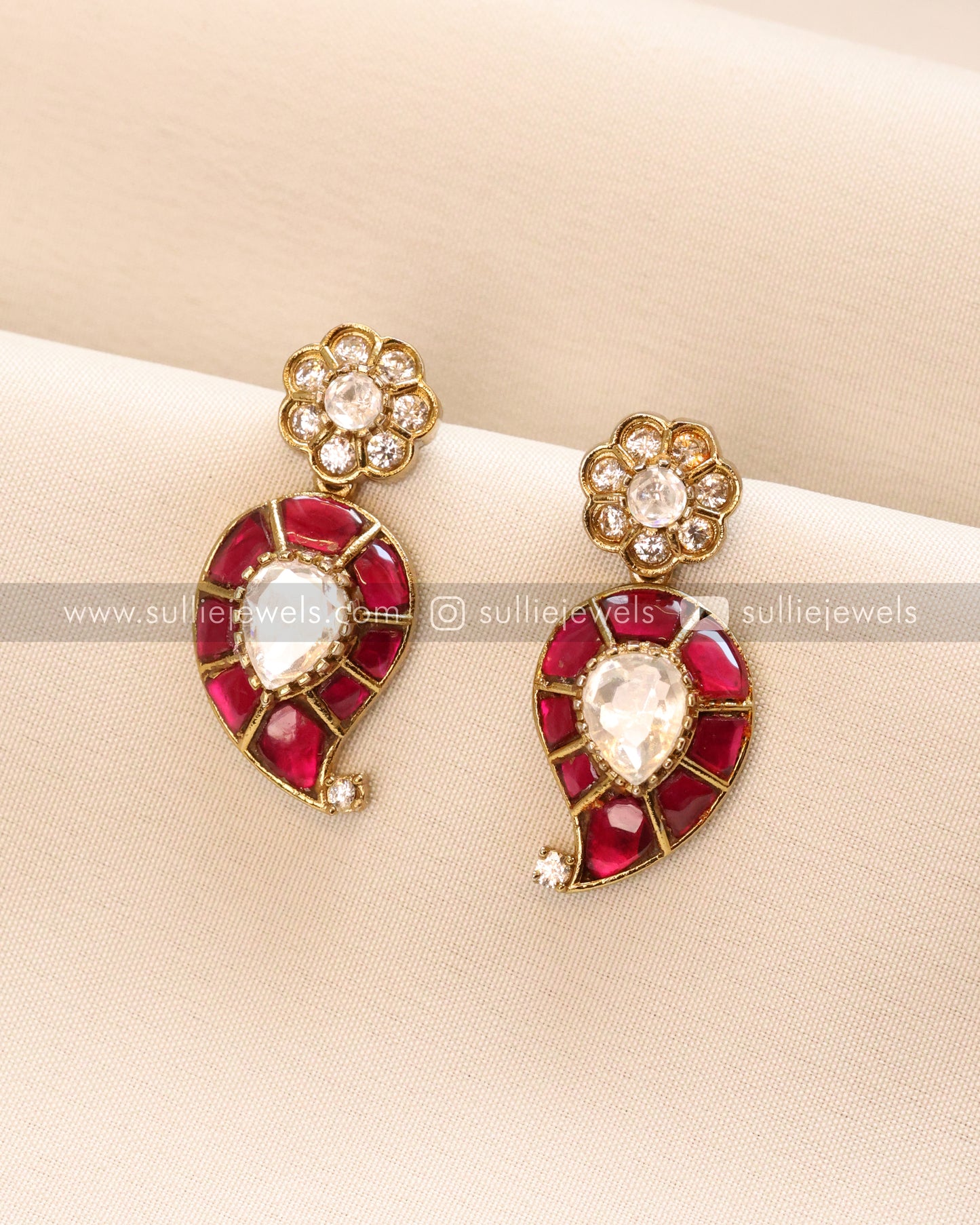 Moissanite Peacock Ruby Premium Necklace with Stud