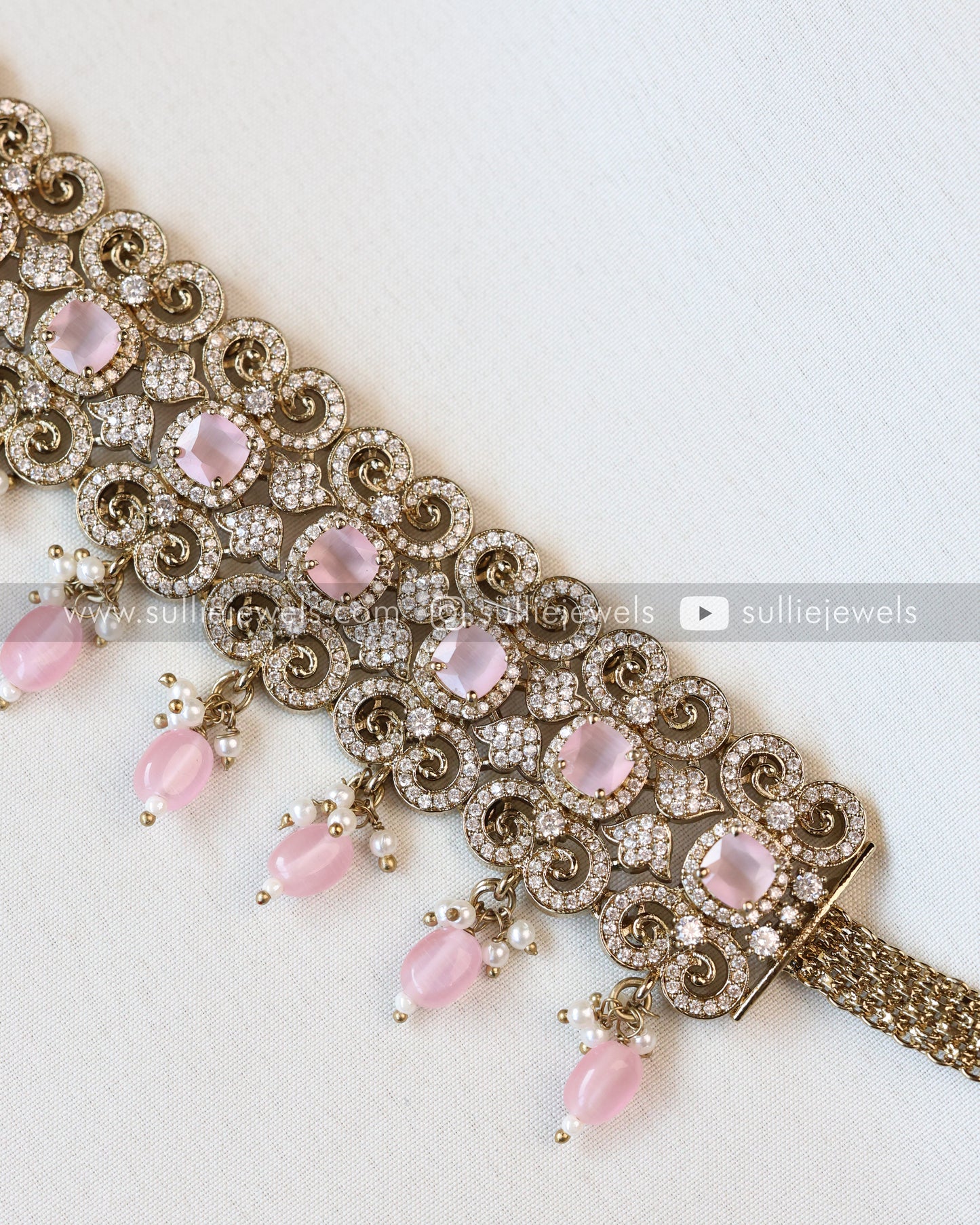Victorian Pastel Pink Stone Premium Hipchain