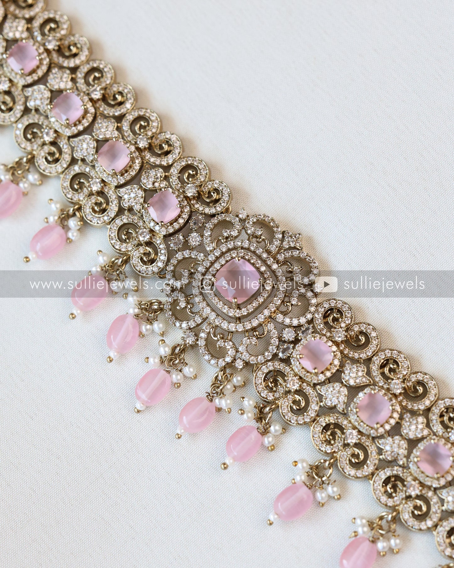 Victorian Pastel Pink Stone Premium Hipchain