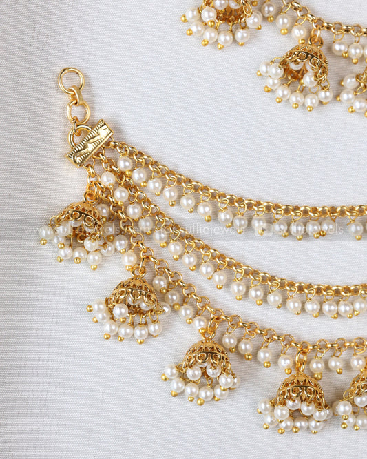 097 - Premium Three Layer Pearl Jhumka Ear Chain