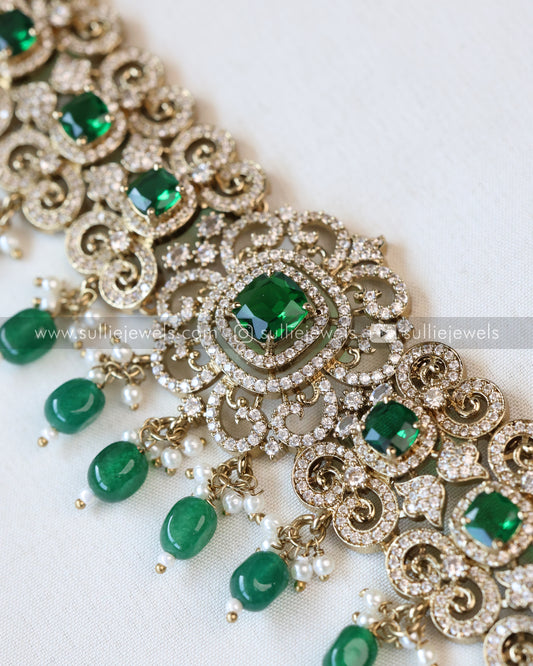 Victorian Emerald Stone Premium Hipchain
