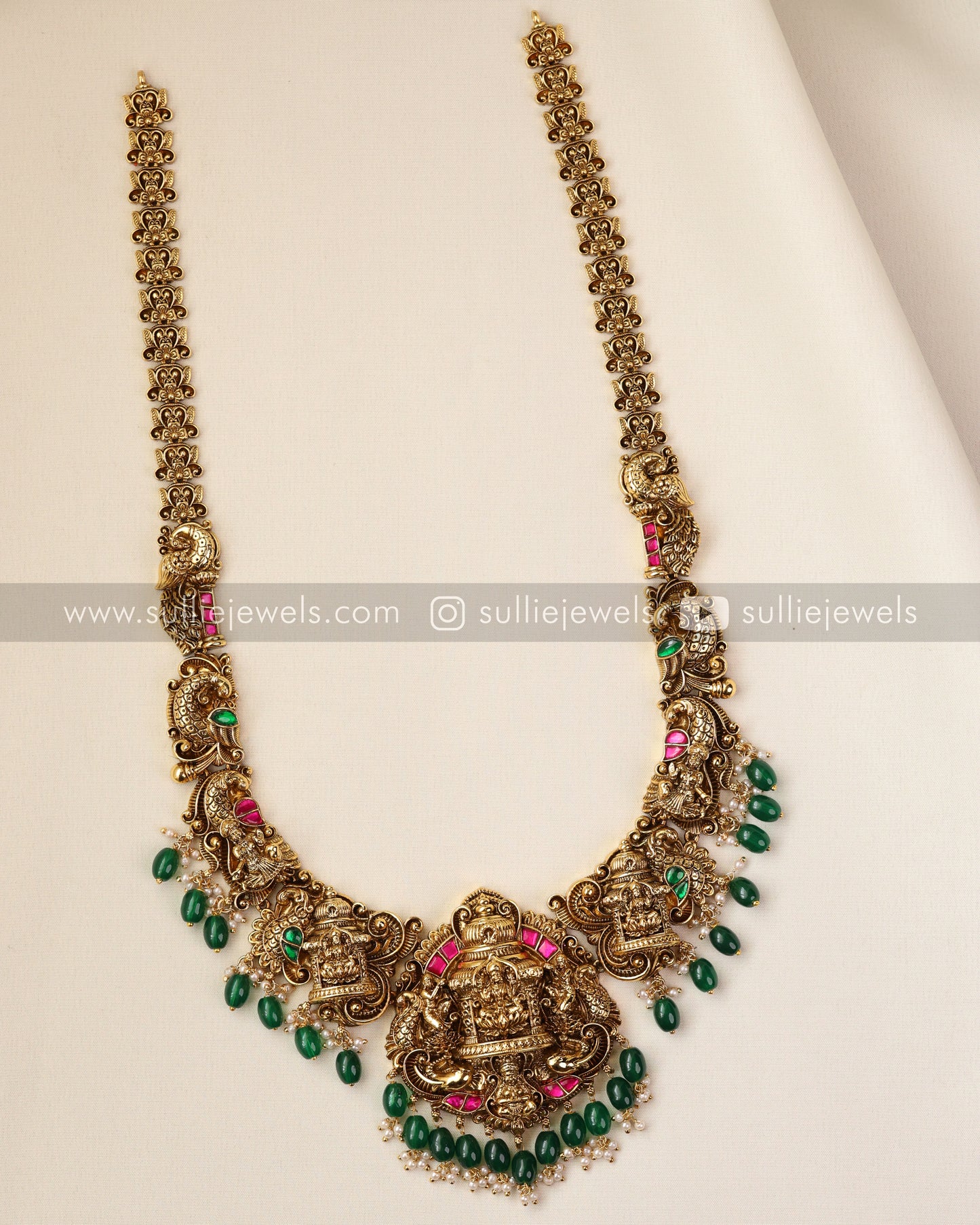 Lakshmi Bridal Combo Set - Green Beads ( 9 piece )