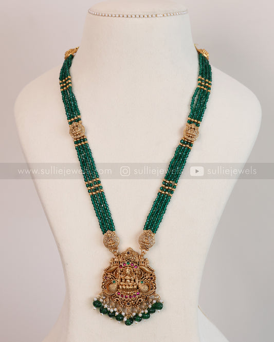 7162 - Sullie Basic - Goddess Pendant Green Haram with Jhumka