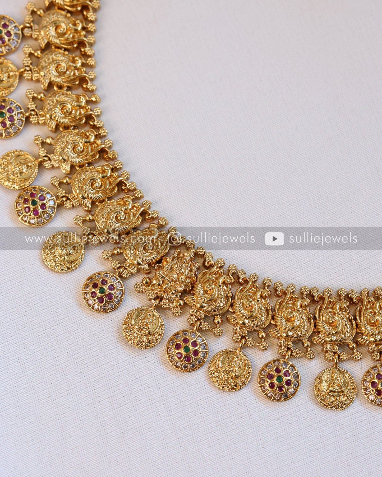 Lakshmi Gold & Stone Coin Necklace with Earring
