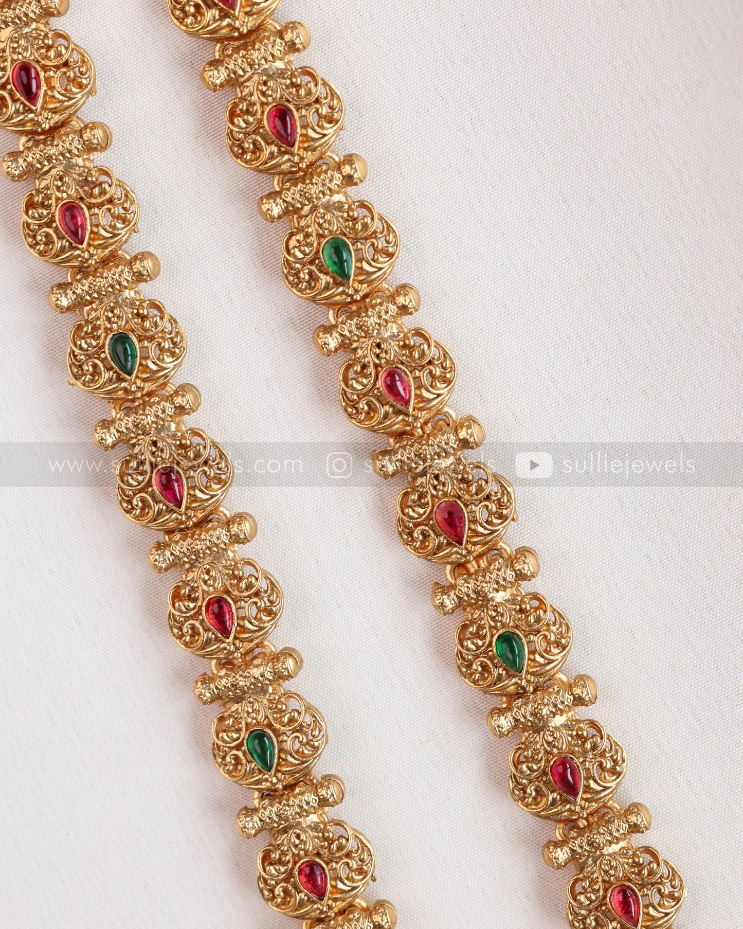 Sullie Basic - Goddess Pendant with Mint Beads Long chain / Haaram and Jhumka
