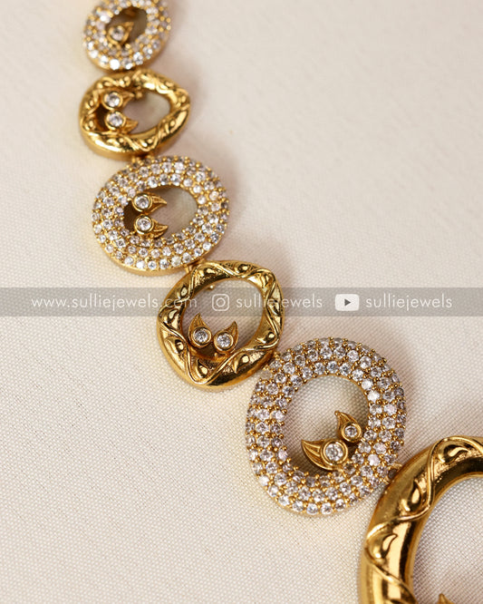 AD & Gold Ring Necklace with Earring