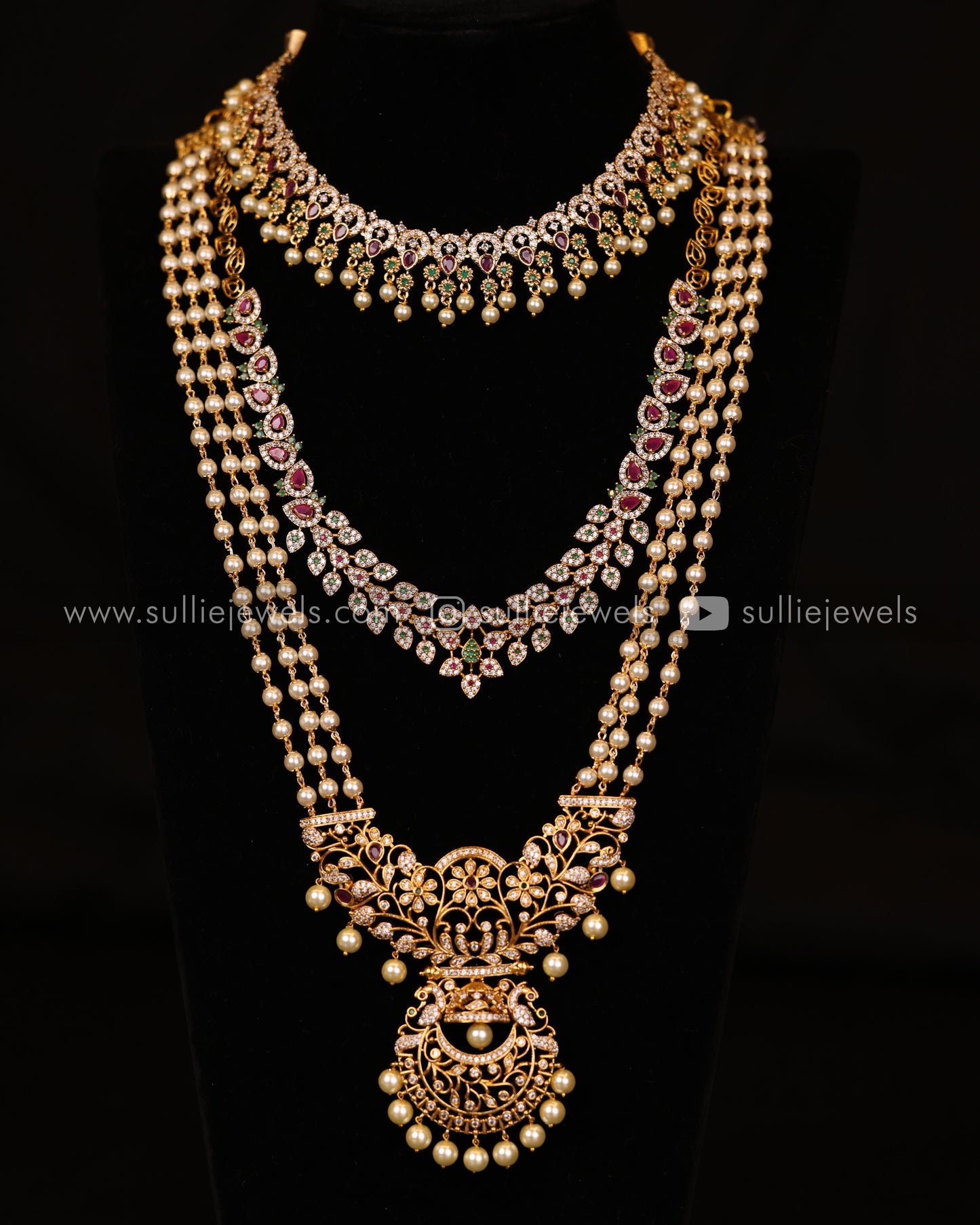 Combo Offer - Necklace, Long Necklace, Pearl Haram & 3 set of earrings