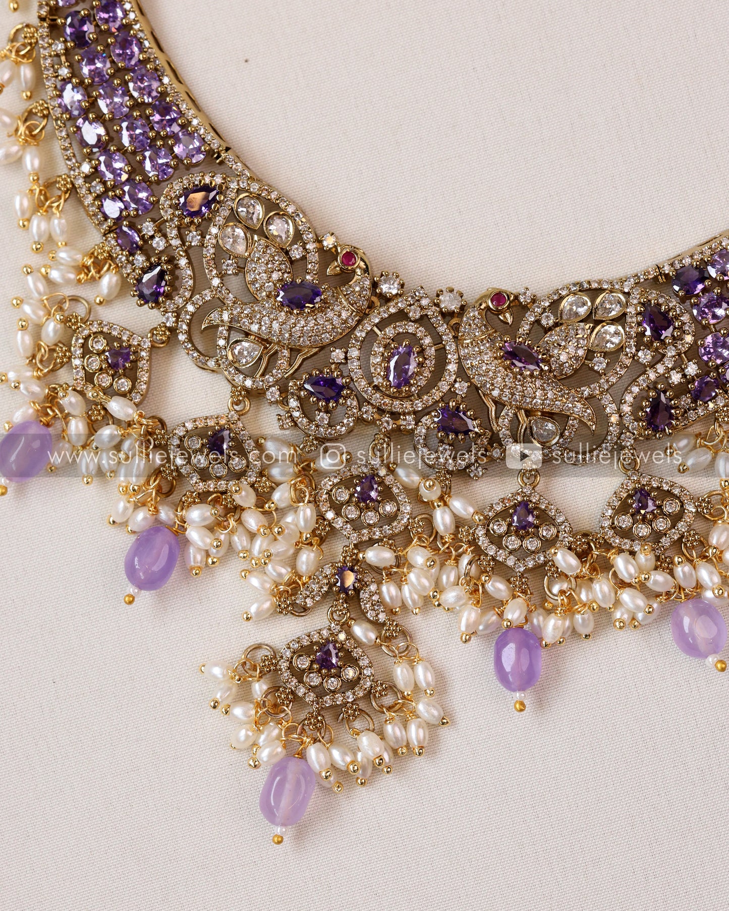 Designer Peacock Stone Necklace with Jhumka