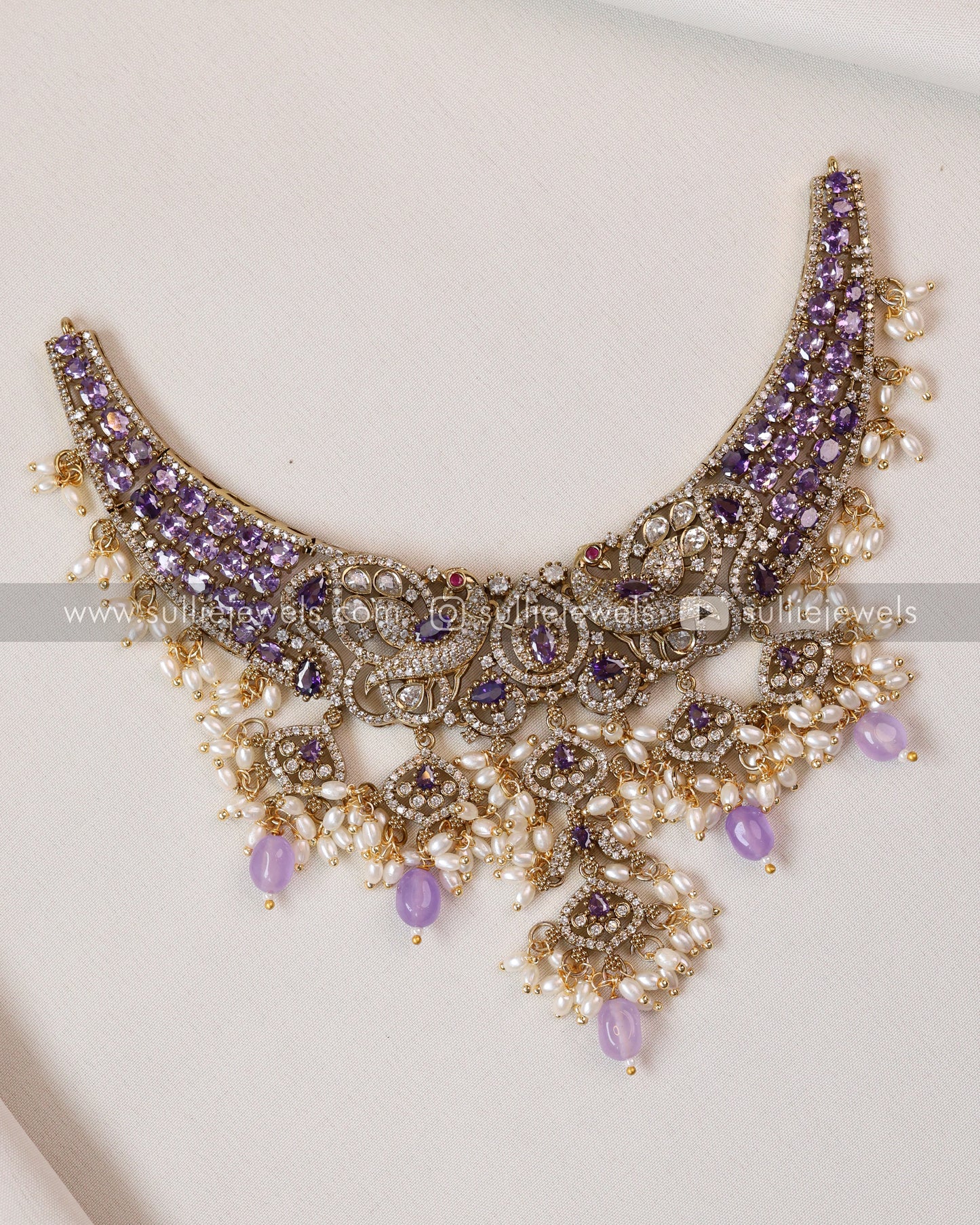 Designer Peacock Stone Necklace with Jhumka