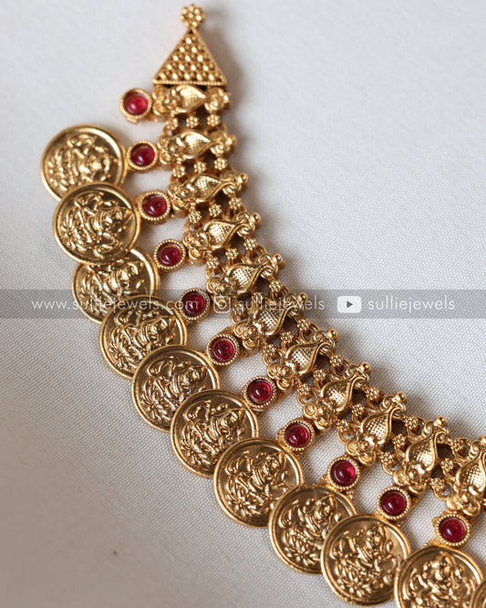 Sullie Basic - Coin Traditional Ruby Necklace with Stud