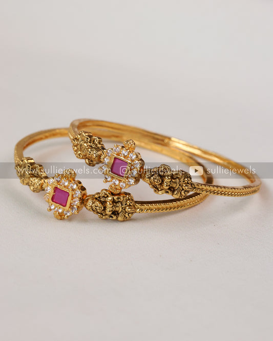 Lakshmi Stone Minimal Bangle - Set of 2