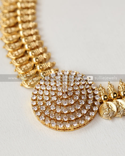AD & Gold Coin Fusion Necklace with 2 set of studs